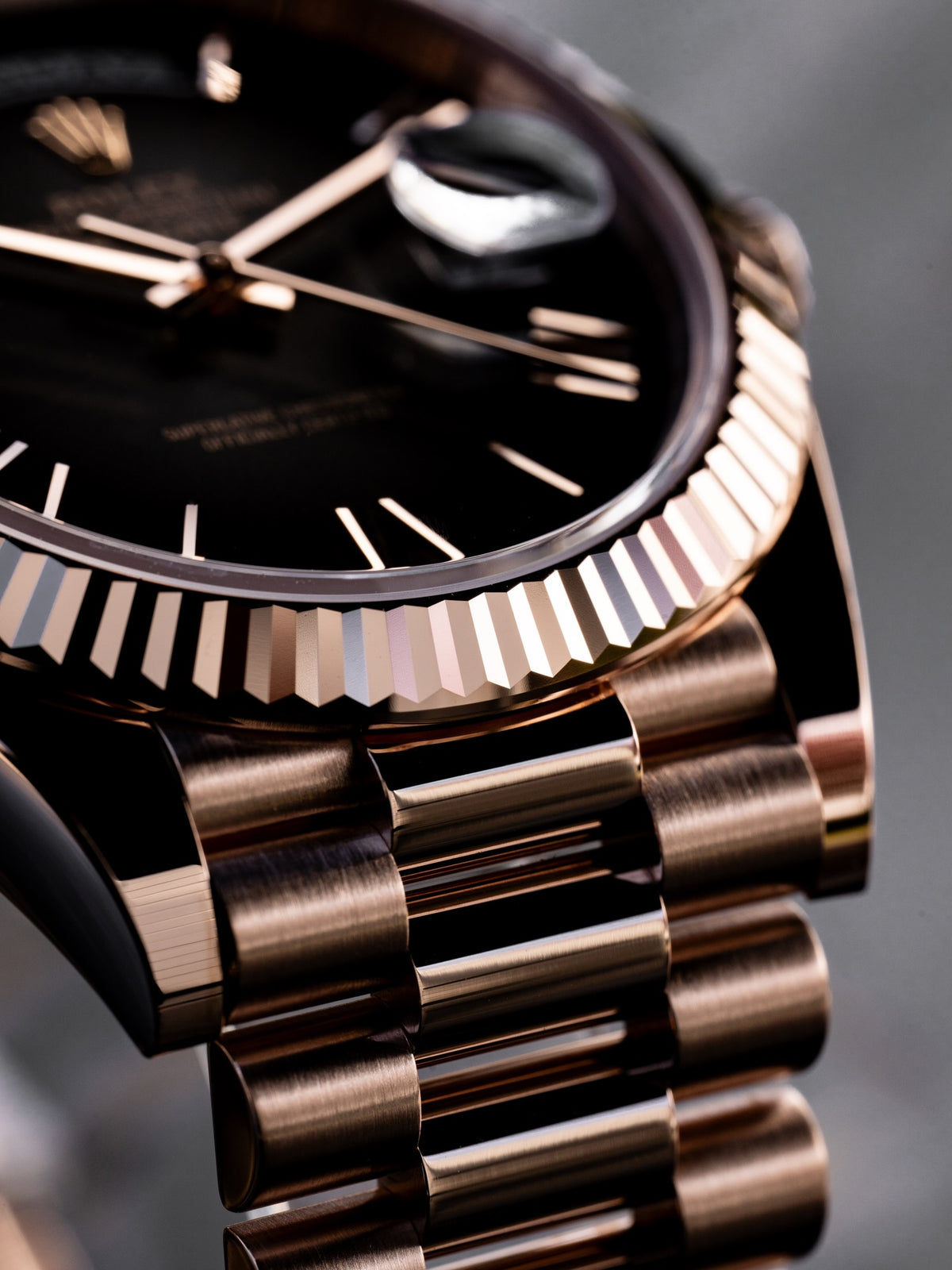 Rolex Day-Date 40 Everose Gold | Black Roman Dial