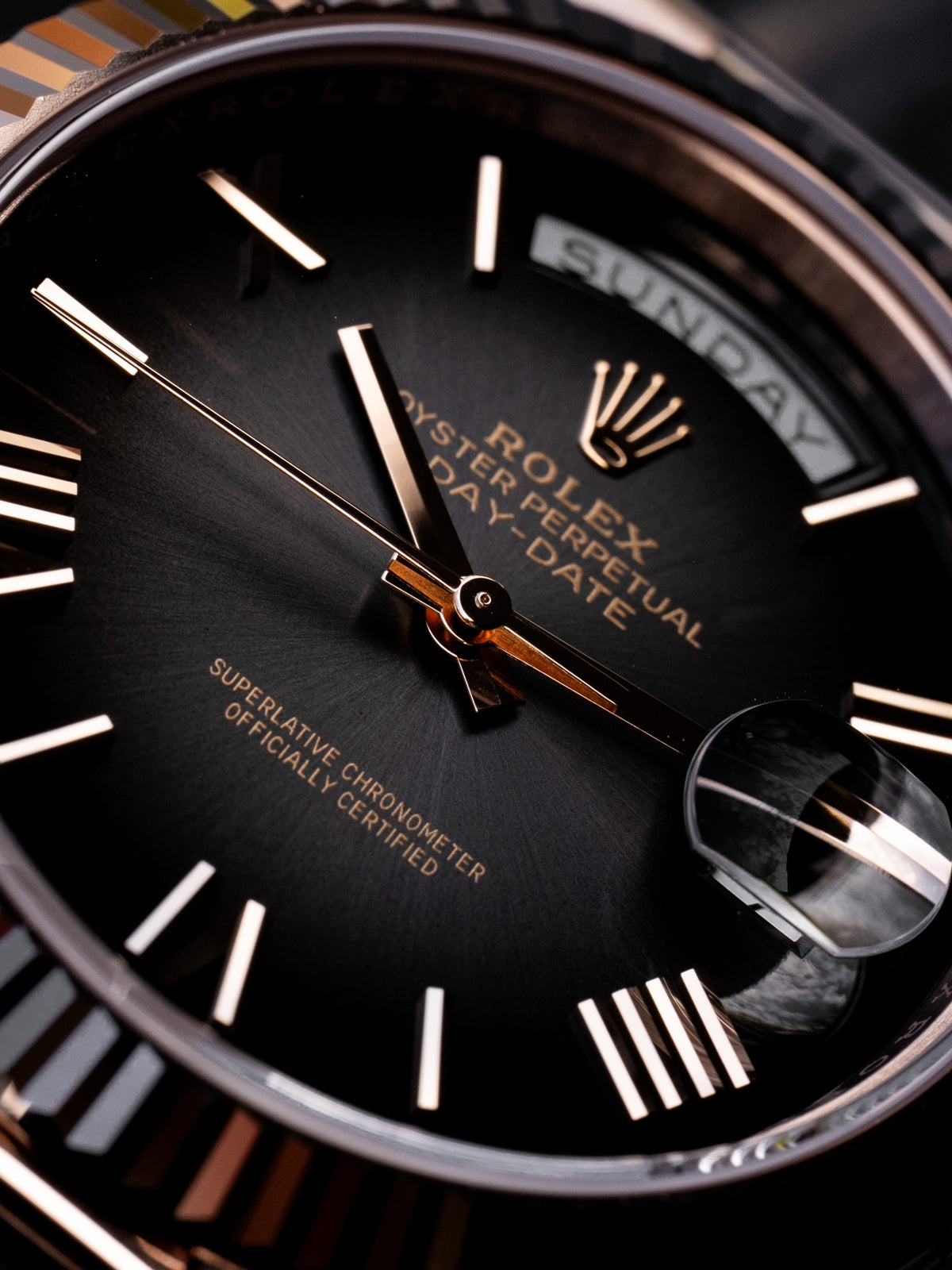 Rolex Day-Date 40 Everose Gold | Black Roman Dial