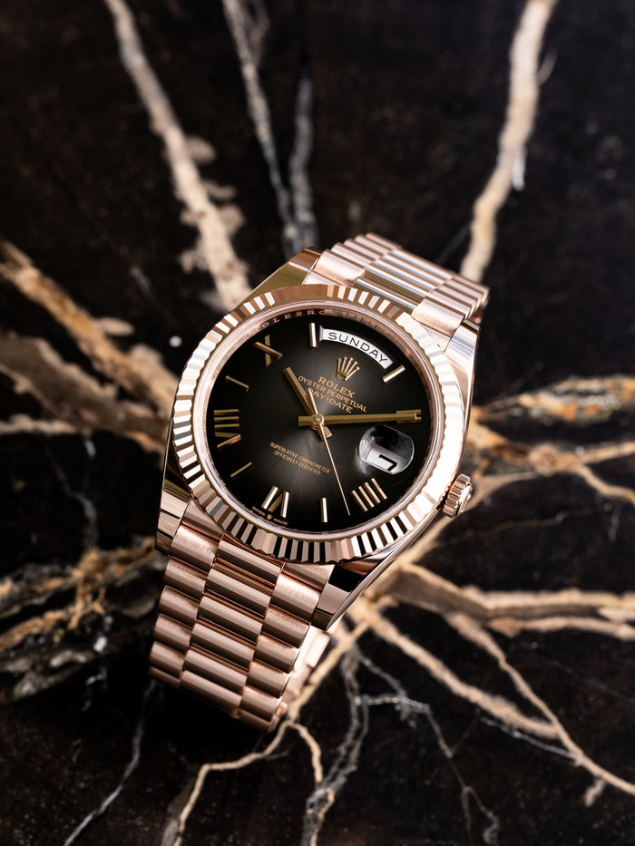 Rolex Day-Date 40 Everose Gold | Black Roman Dial