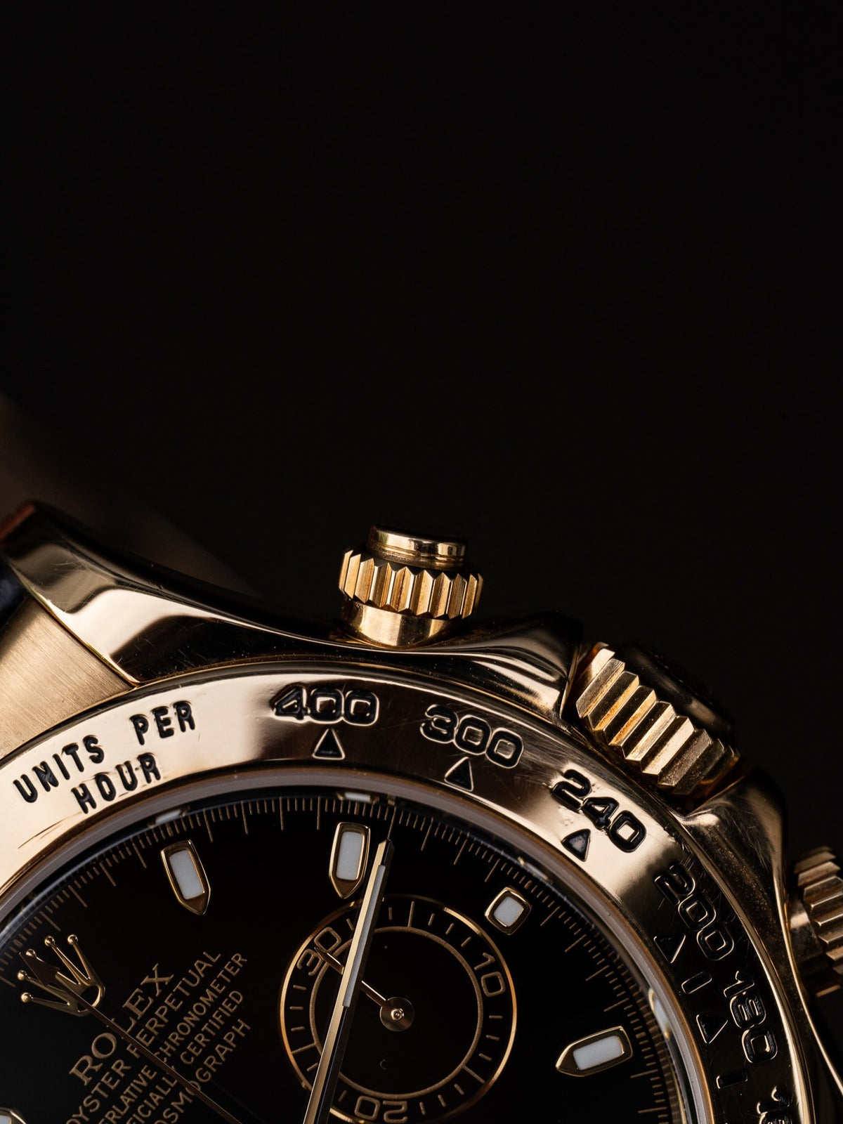 Rolex Cosmograph Daytona 18k Yellow Gold — Black Dial on Leather Strap