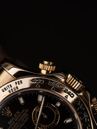 Rolex Cosmograph Daytona 18k Yellow Gold — Black Dial on Leather Strap
