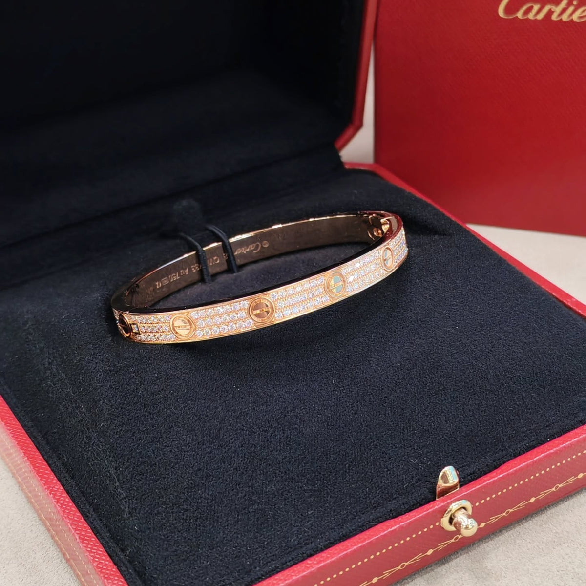 Rose Gold Full-Pavé Crystal Screw Bangle