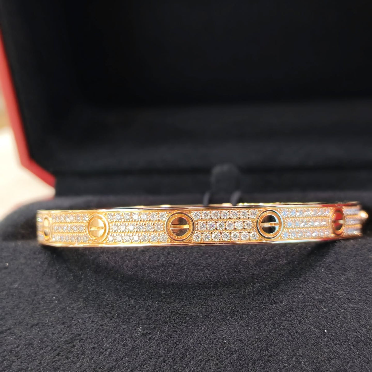 Rose Gold Full-Pavé Crystal Screw Bangle