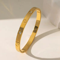 Gold Crystal Screw Motif Bangle