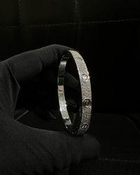 Silver Full-Pavé Crystal Screw Bangle